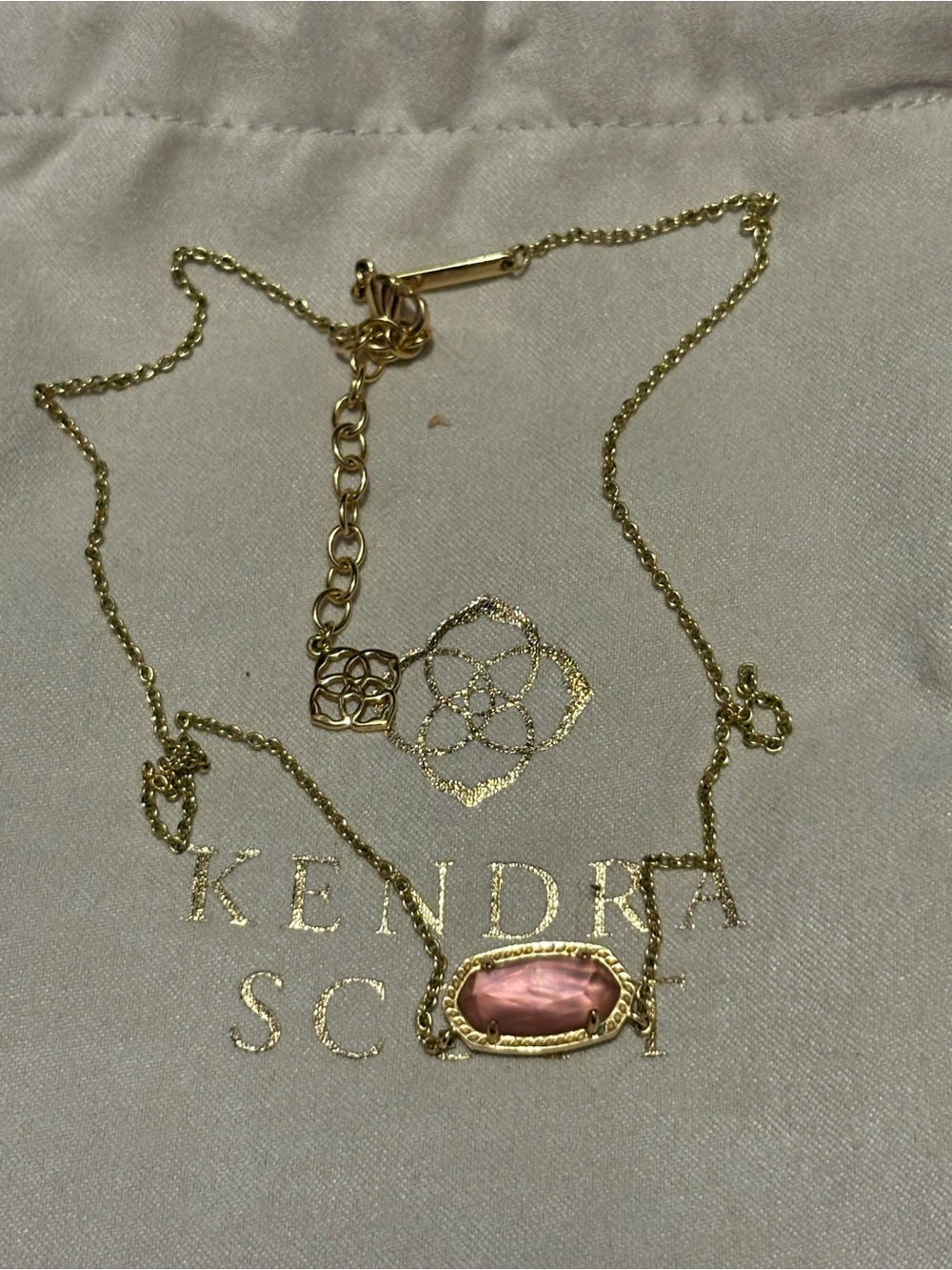 Kendra Scott Pink Glass Elisa  Necklace - Gold Chain
